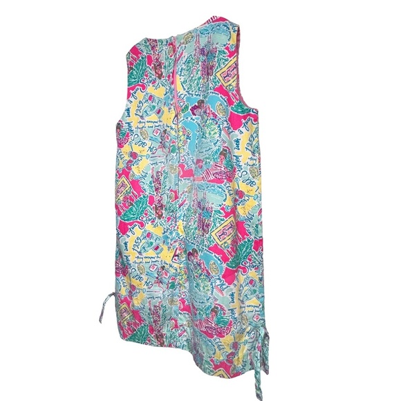 Lilly Pulitzer Shift Dress Sugar Rushin All Over Print Bow Details Cotton Lined - Picture 10 of 16